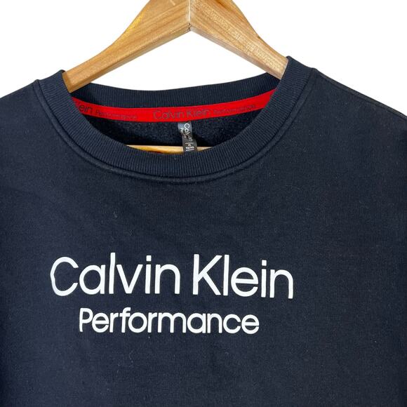 Calvin Klein Performance Crop Tight Knit Sweatshirt Womens XL Black Athleisure - Picture 3 of 7